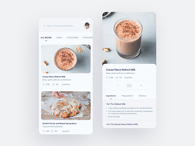 Recipe App Concept app cook cooking app design food food app hello minimal minimalistic mobile ui recipes ui