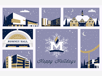 Montana State University Holiday Card bozeman design designer flatdesign geometric holidays illustration montana msu sketch vector