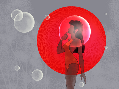 Living in a bubble character concept covid 19 future girl illustration stay safe