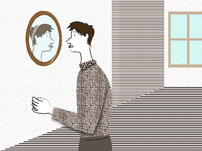 Test Illustration illustration lonely man minimal mirror new style reflection urban