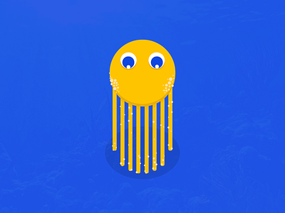 The Lonely Octy 8 legged blue illustration kawai lonely minimal octopus round yellow