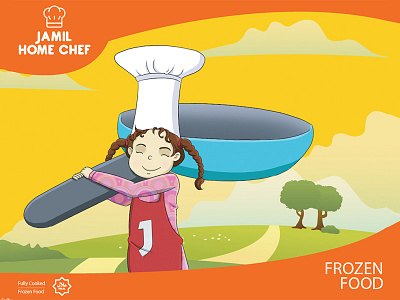 Jamil Home Chef child food frying pan girl illustration packaging design