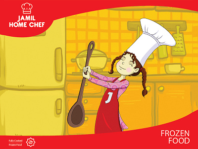 Jamil Home Chef big spoon child food girl illustration kitchen packaging design spoon