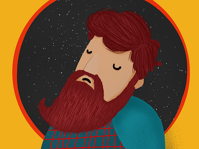 Sleeping Man bearded blue ginger illustration man minimal night sleep yellow