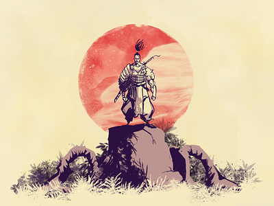 Samurai digital painting fiction fictional illustration japanese photoshop samurai wacom intuos