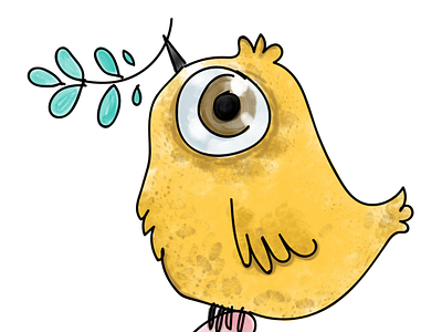 birb adobe bird cute illustration art minimal non violent olive peace yellow