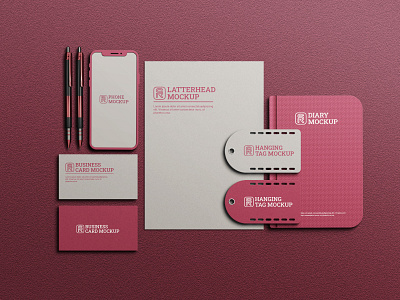 Pink color special stationery mockup