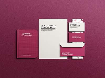 Pink Color Stationery Mockup background banner branding business card diary envelope latterhead mockup pinkcolor stationery stationery mockup