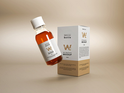 Medicine Bottle With Box Mockup