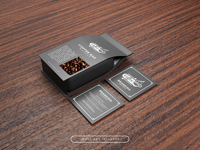 Coffee Branding Mockup 3D rendering wooden cutting board