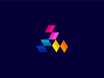 Bolt abstract bolt colours electric logo mark pyramid