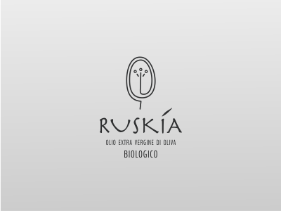 Olio Ruskia logo design ancient italian logo oil olive ruskia simple