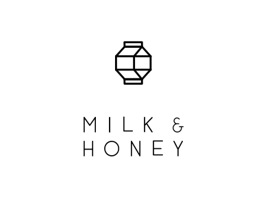 Milk & Honey hexagon honey logo milk minimalist simple logo