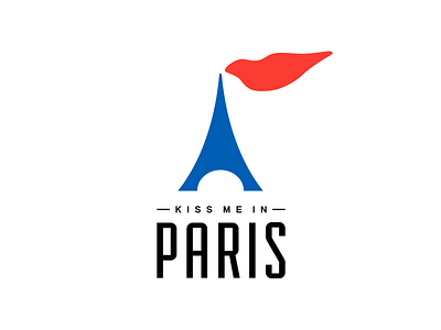 Kiss me in Paris eiffel flag kiss lips lips logo logo paris simple tower