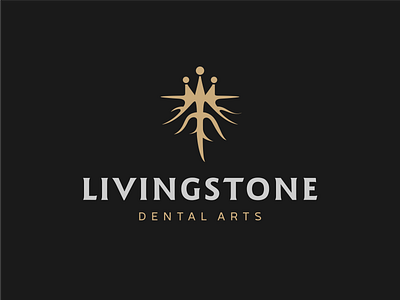 Livingstone Dental Arts logo crown dental dentist elegant lab logo roots teeth