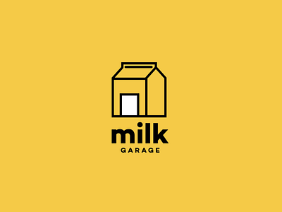 Milk Garage box branding co working community companies freelancers garage house logo milk offices rent simple space