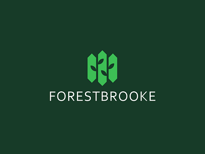 Forestbrooke bold building double meaning estate forest home house leaves logo mark modern negative space real estate simple trees