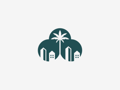 vacation homes abstract agency apartments buildings cloud concept homes hotel logo palm real estate simple tree unused vacation