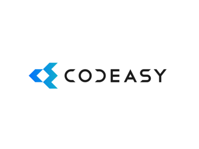 Codeasy bit c logo code coding company developers e logo easy initials logo mark negative space simple technology