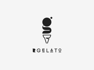 R Gelato chef cone dessert double meaning food g letter gelato ice cream initials logo maker r letter