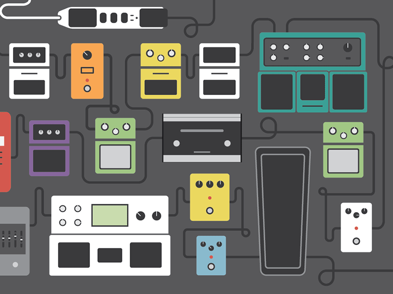 Pedals design effects guitar illustration music pedal board pedals vector