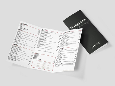 Mangiamo Menu branding graphic design