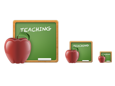 Teaching icon apple boundless brown chalkboard green icon professors red teaching