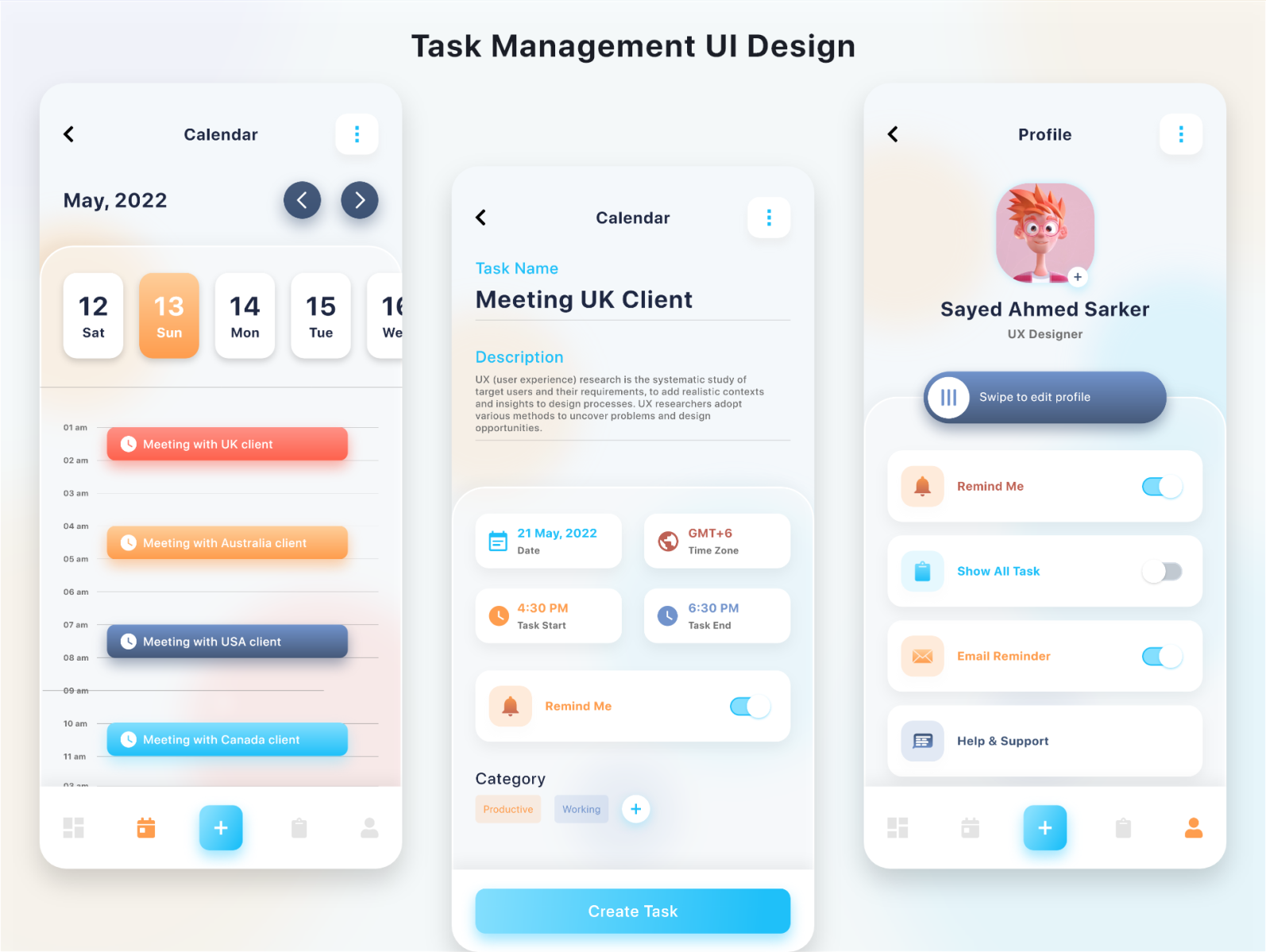 Task Managemet UI Design by Sayed Ahmed Sarker on Dribbble