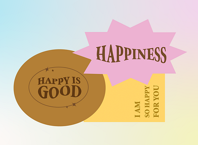 Happiness ~ Cover image branding design illustration lettering quote texture typeface vector