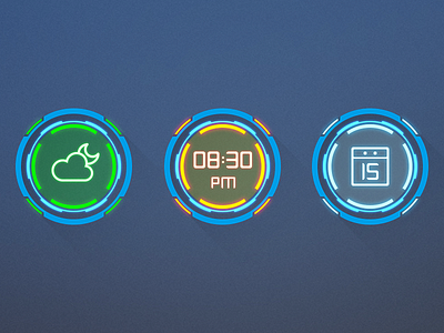 Neon blueant calendar clock flat weather