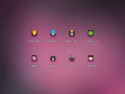 16px Super Heros Icons1 16px blueant heros icon ironman joker