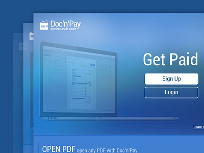 Doc'n'Pay docs documents forms landing logo money paid payments pdf site start web