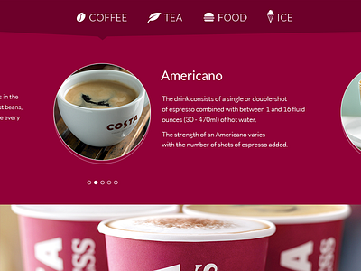 Concept Costa Coffee coffee concept costa design flat food ice icon menu slider style web