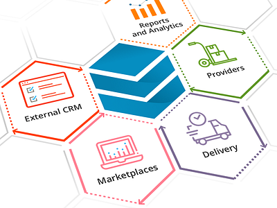 Scheme for MarketBox analytics branding crm delivery identity illustration logo marketplace presentation print scheme