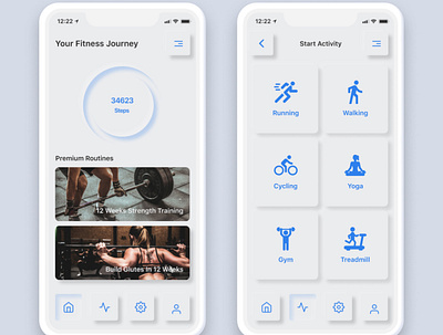 fitness app mockups neumorphism ui productdesign ui ui design ux uxdesign