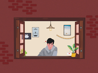 warmth of love design flat home illustration illustrator love minimal vector window