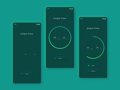 Countdown Timer adobe xd application daily ui dailyui design gradient green illustration neumorphism smartphone ui ui design