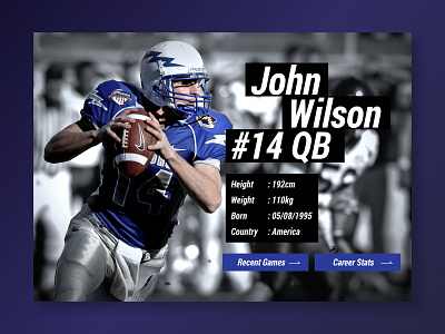 Profile (Daily Ui #006) american football blue daily ui dailyui design profile page sketch sports ui design web design web site webdesign