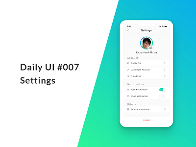 Settings (Daily UI #007) daily ui daily ui 007 dailyui design gradient mobile app mobile ui setting settings sketch smartphone ui design