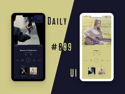 Music Player (Daily UI #009) daily ui dailyui design music music player music player app music player ui navy blue sketch smartphone ui design yellow