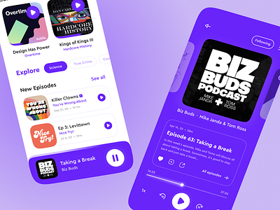 Podcast App UI app app design design mobile app mobile ui ui uidesign uiux ux web