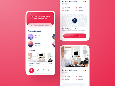 Vacation rental mobile app airbnb clean colors design mobile app mobile ui travel ui uidesign uiux ux vector