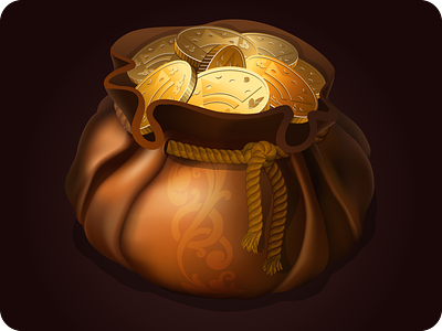 Purse icon game bag coins element game gold icon illustration purse treasure vector