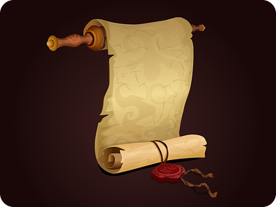 Scroll achievement ancient app decree document game icon interface magic quest torn vector