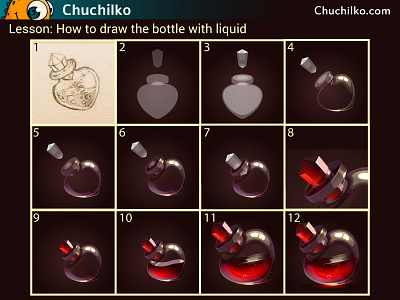 Lesson: How to draw the bottle with liquid