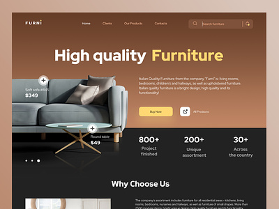 Web Design: Furni - Furniture Store Home Page armchair e-commerce ecommerce business ecommerce shop furniture furniture store home page interface landing page online shopping shopify shopify product sofa table ui website design