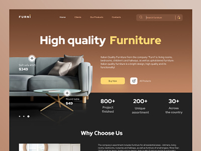 Web Design: Furni - Furniture Store Home Page armchair chair decor e commerce ecommerce business ecommerce shop furniture furniture store home page ikea interface interior landing page online shopping shopify shopify product sofa table ui website design