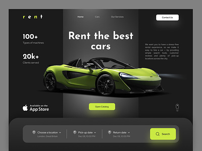 Web Design: Rent - Car Rental Home Page booking car car rental car rental app cars concept design interface rent rent a car rental rental app rental company rental website ui ux web web design website