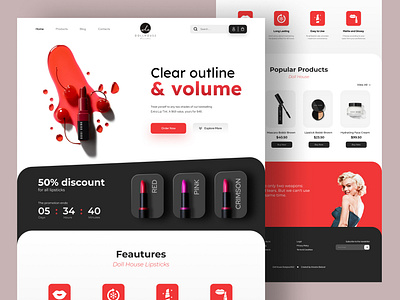 Web Design: Doll House E-commerce Homepage beauty beauty salon cosmetic e-commerce ecommerce business ecommerce shop home page interface landing page lips lipstick make up makeup makeup artist mascara online shopping shopify shopify product ui website design
