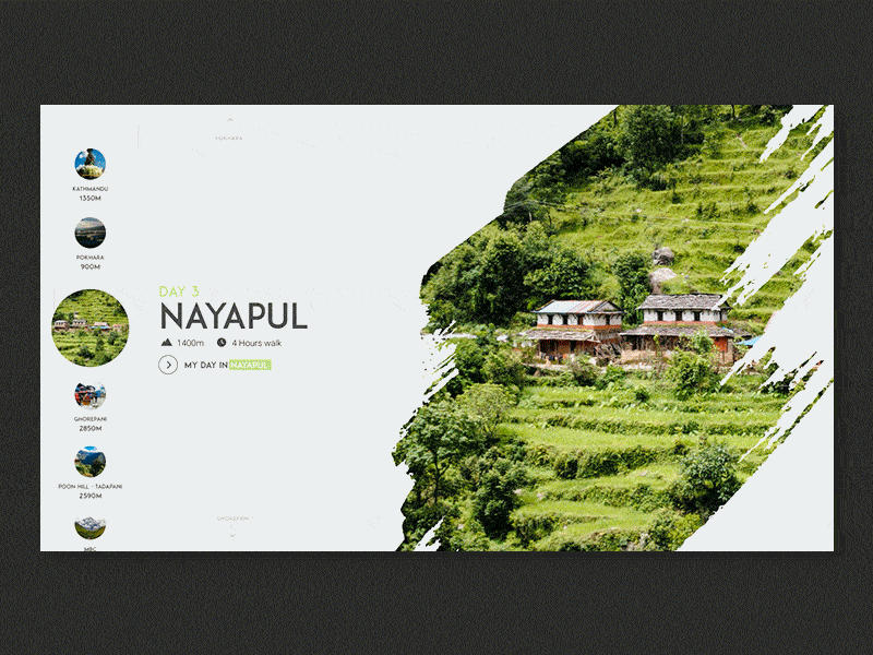 Trek in Nepal animation design interface nepal pictures principle sketch trek trip uiux webdesign